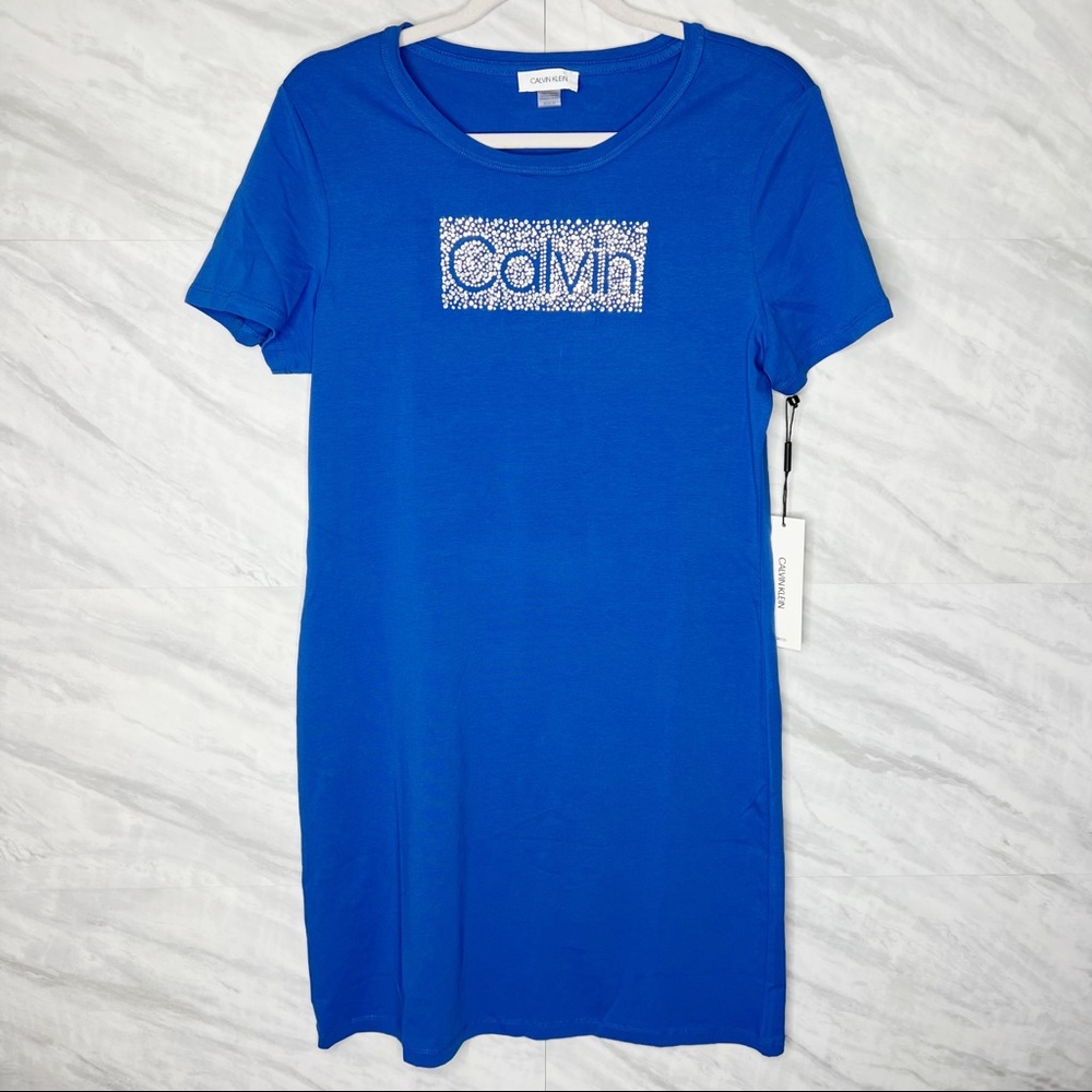Calvin Klein Rhinestone T-shirt Dress Medium NWT